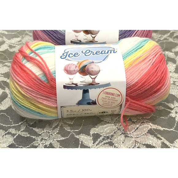 NEW Lion Brand Ice Cream Tutti Frutti Pastel Acrylic Yarn 100 g 923 206AJ 0523 - Picture 1 of 4